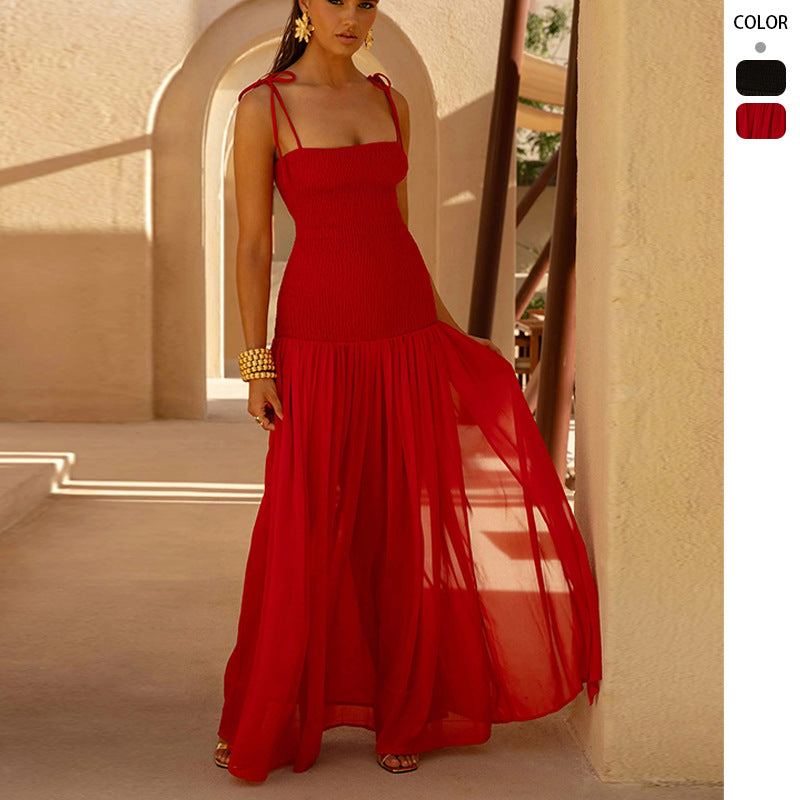 Maxi dress for women with adjustable spaghetti straps and elegant cut Chic & Stil