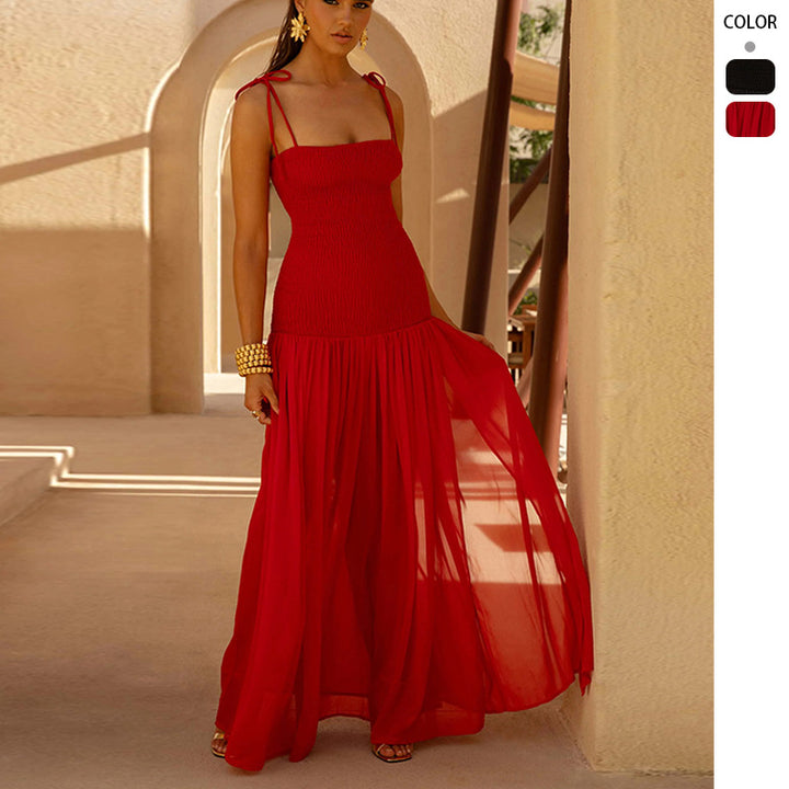 Maxi dress for women with adjustable spaghetti straps and elegant cut Chic & Stil