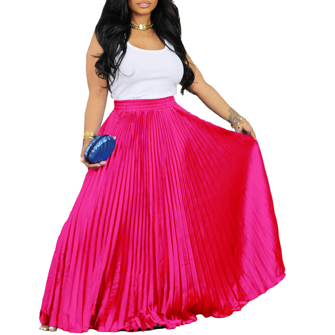 Pleated maxi skirt for women with elastic waist and elegant pleated draping Lune London
