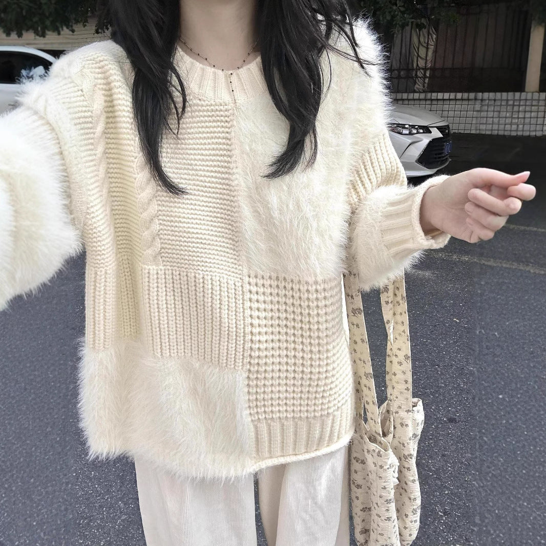 Pull en tricot épais pour femme avec textures variées Chic & Stil
