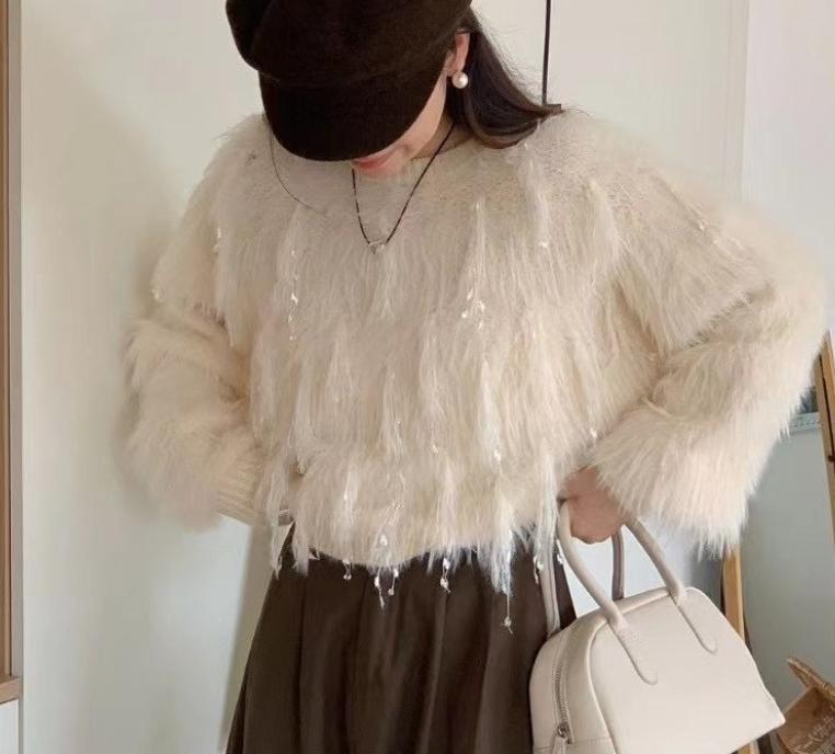 Fuzzy knit sweater for women with unique details Lune London