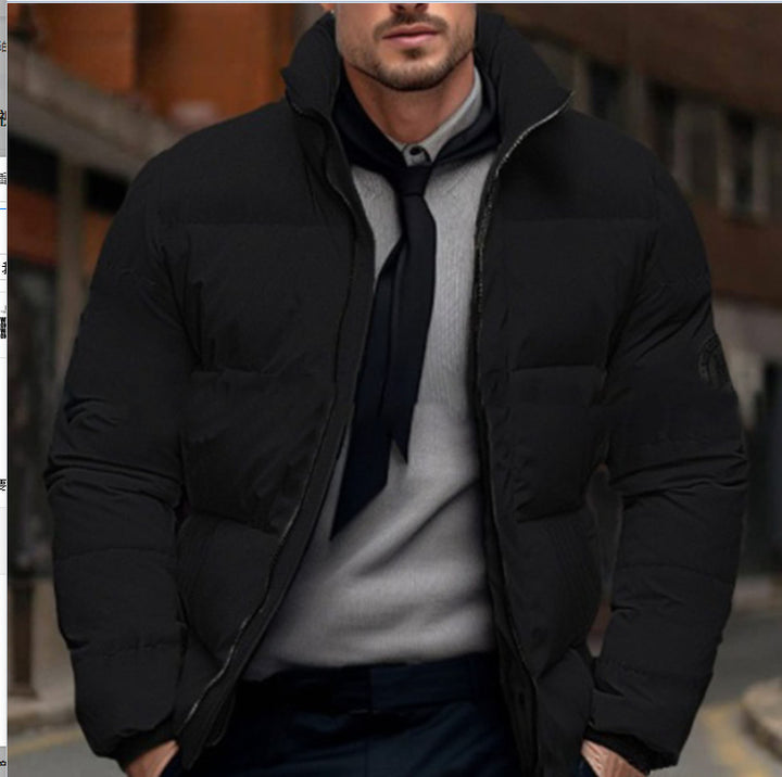 Quilted winter jacket for men with high collar and customizable closure Lune London