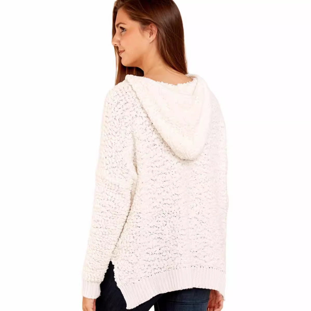 Pull en tricot décontracté pour femmes avec capuche et structure aérienne Chic & Stil