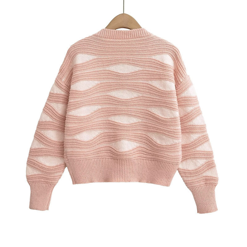 Knit jacket for women with a textured pattern and high-quality wooden buttons Lune London