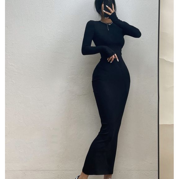 Lune London fitted long dress with long sleeves for women