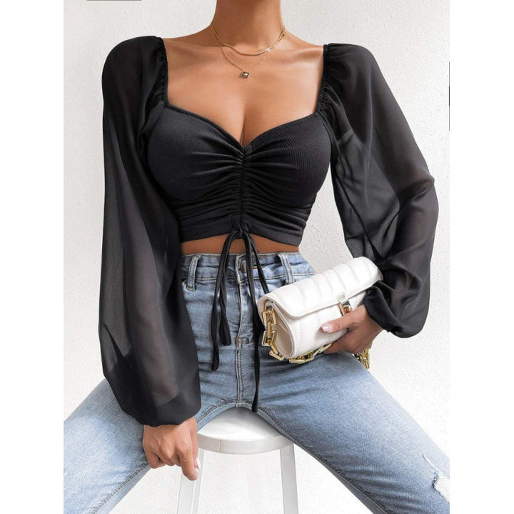 Trendy top for women with ruffles and long puff sleeves Lune London