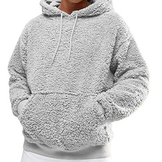 Men's Casual Teddy-Fleece Hoodie with Practical Kangaroo Pockets and Adjustable Drawstring Lune London