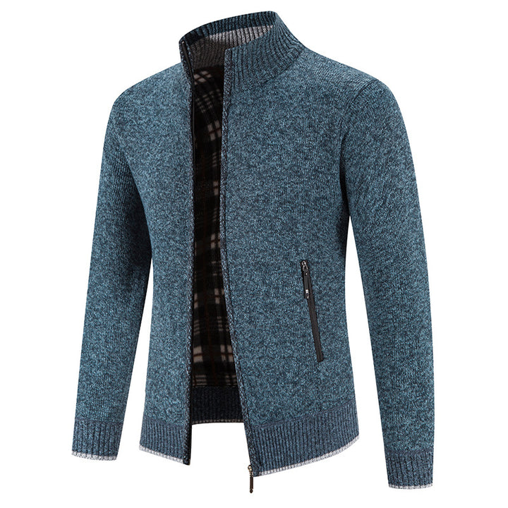 Men's knit jacket with high collar and practical zippered pockets Lune London