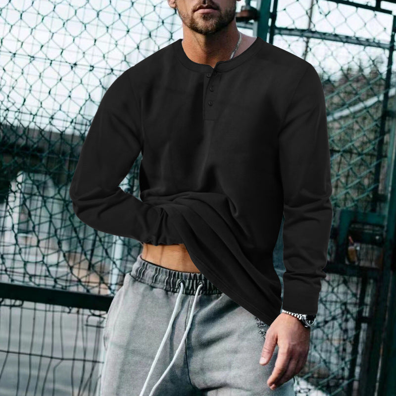 Men's Long Sleeve Henley Shirt with Classic Button Placket Design and Soft Cotton Blend Lune London