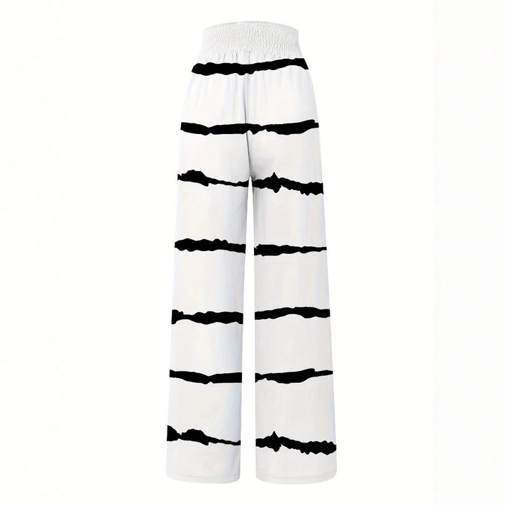 Summer wide-leg pants for women with elastic waist and trendy striped pattern Lune London