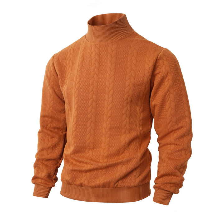 Elegant knitted sweater for men with high collar and relief pattern Lune London