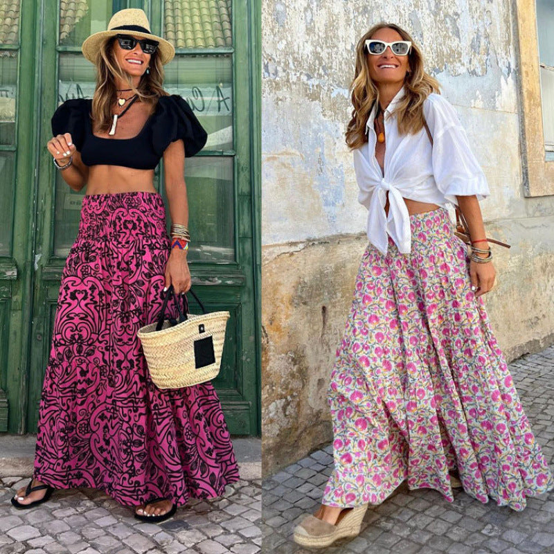 Lune London high waisted bohemian maxi skirt for women