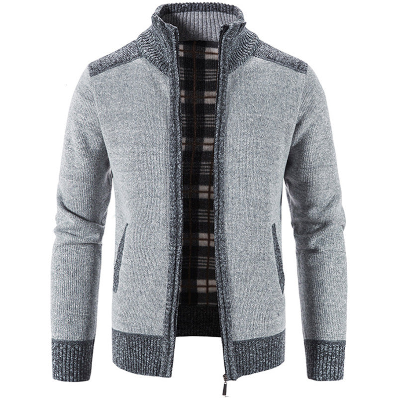 Lune London | Men's Cardigan with Modern Stand-Up Collar and Textured Design