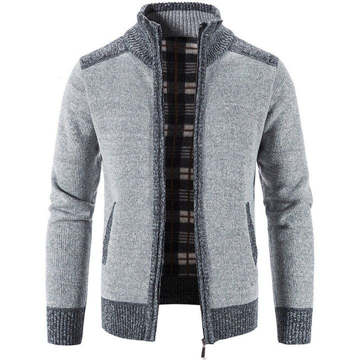 Lune London | Men's Cardigan with Modern Stand-Up Collar and Textured Design