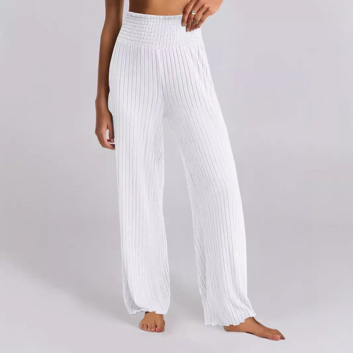 Lune London Wide Ribbed Palazzo Pants for Women