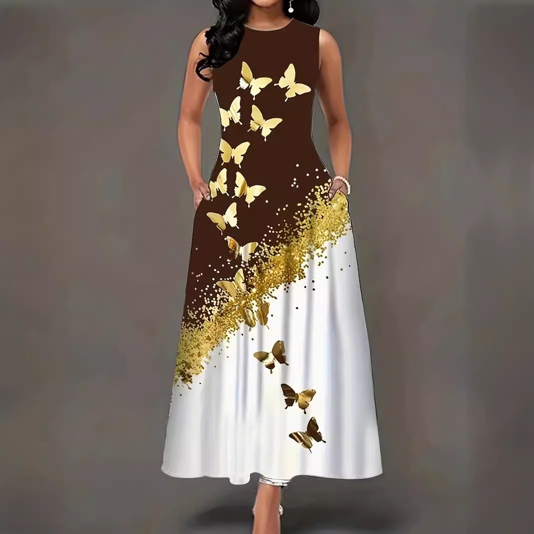 Women's maxi dress with floral pattern and practical pockets Lune London