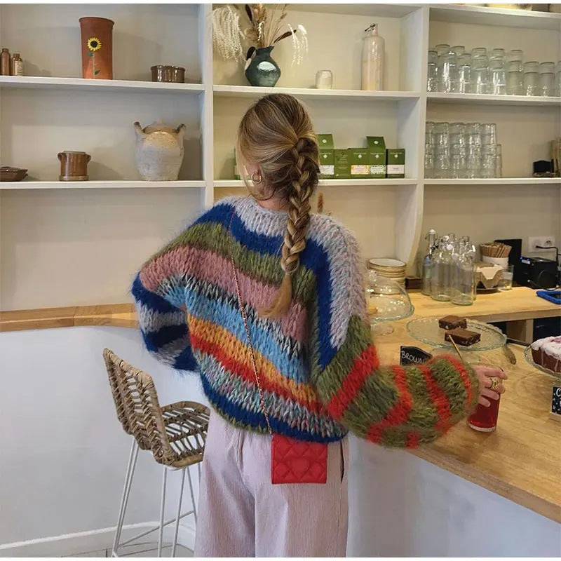 Cozy knitted sweater for women with a striking colorful design Lune London