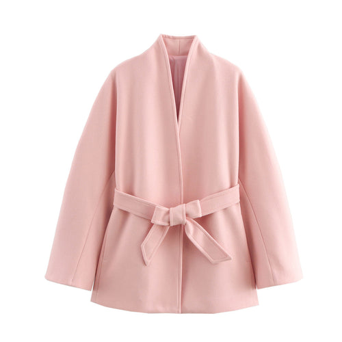 Women Elegant Wrap Jacket in high-quality material with wide belt Lune London