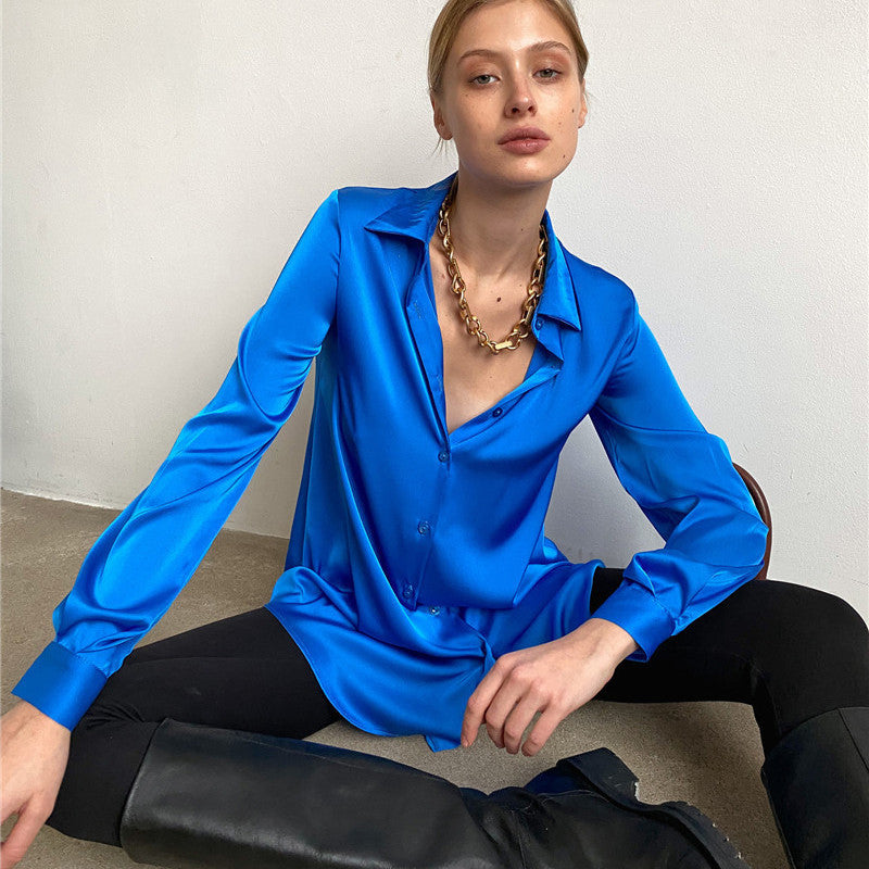 Chemisier en soie élégante pour femmes avec patte de boutonnage Chic & Stil
