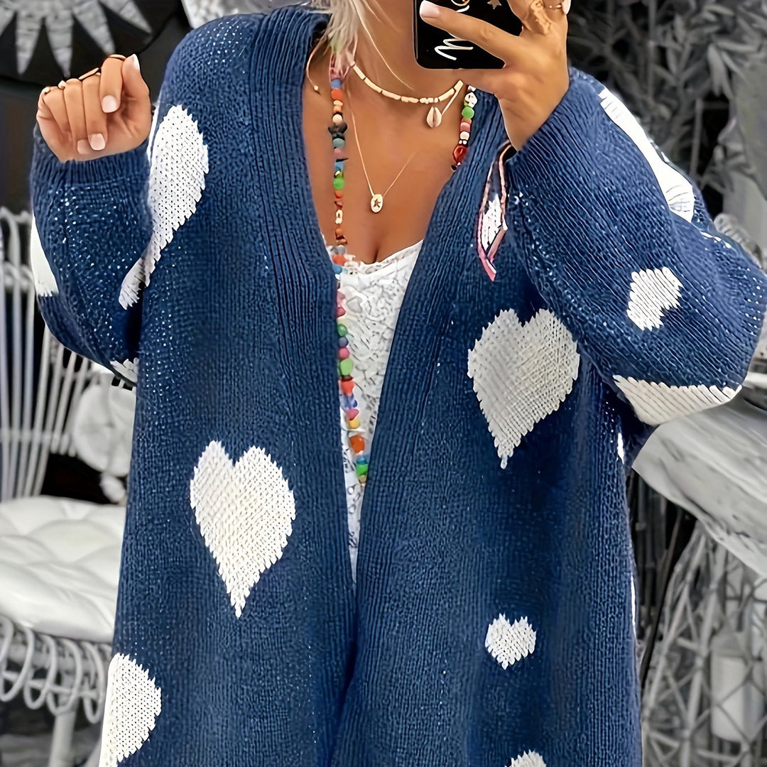 Women’s knitted jacket with heart design and relaxed fit Lune London