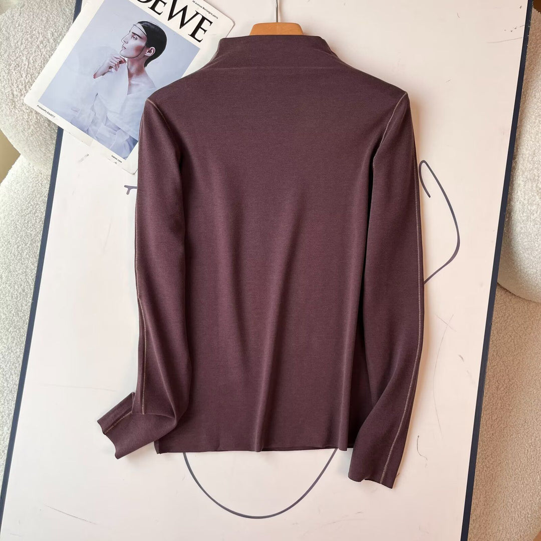 Chemise polo à manches longues sportive pour femmes avec solution de col élégant Chic & Stil