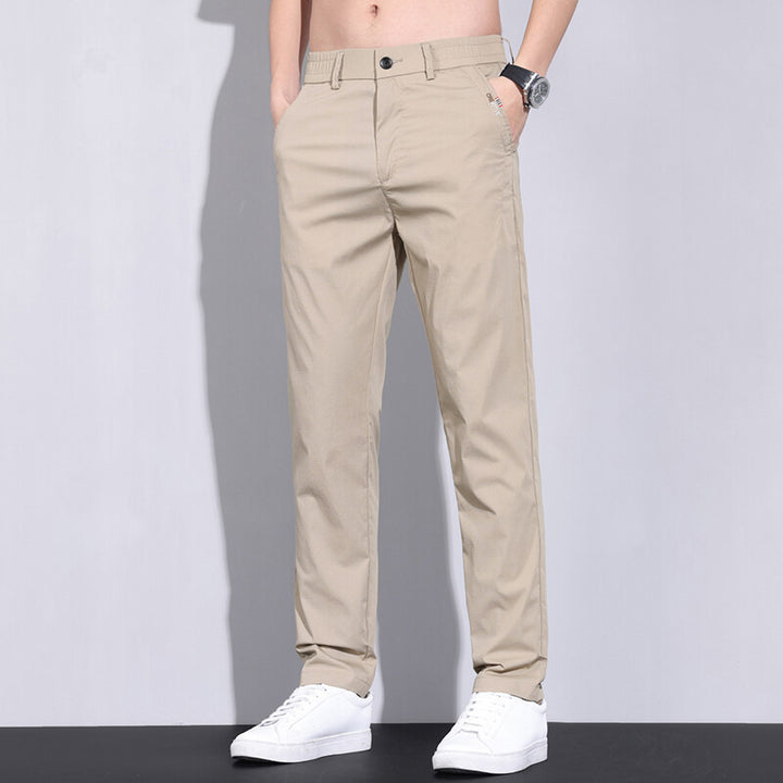 Pantalon chino tendance pour hommes avec taille élastique et poches latérales pratiques Lune London