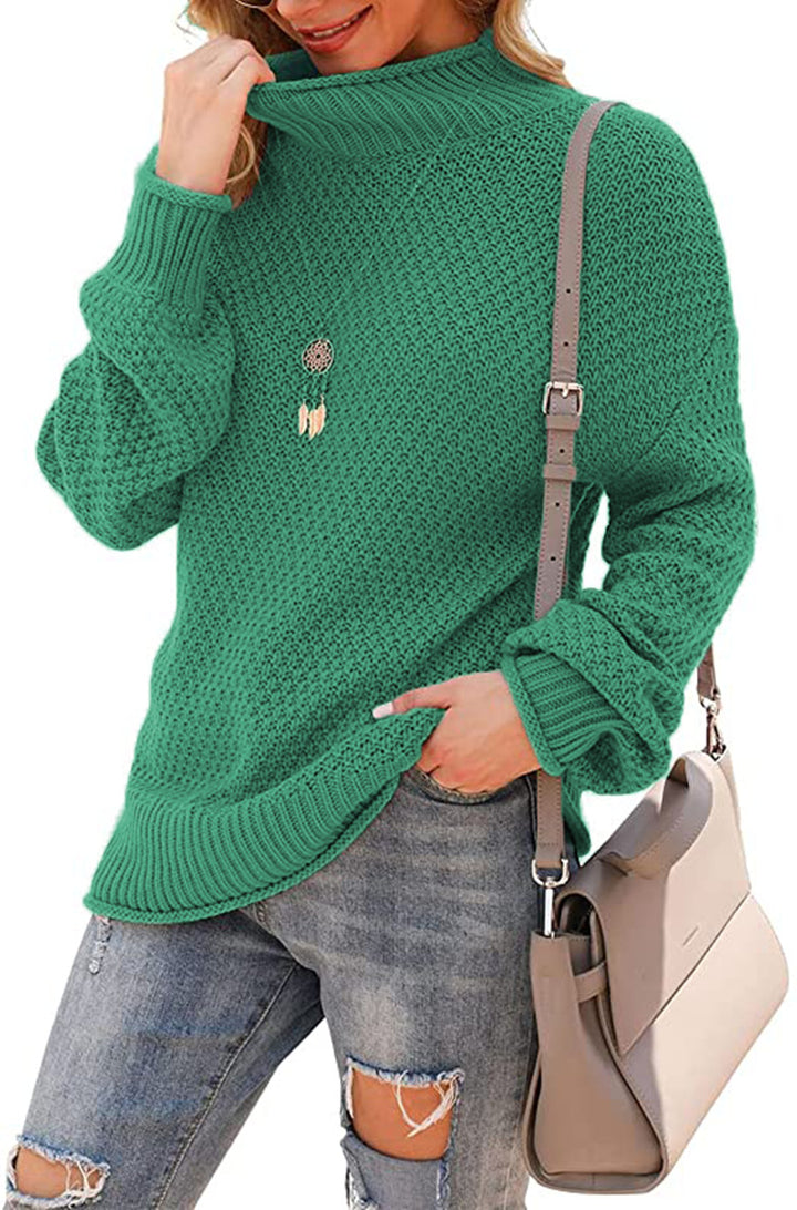Women's sweater with high collar and structured knit pattern Lune London