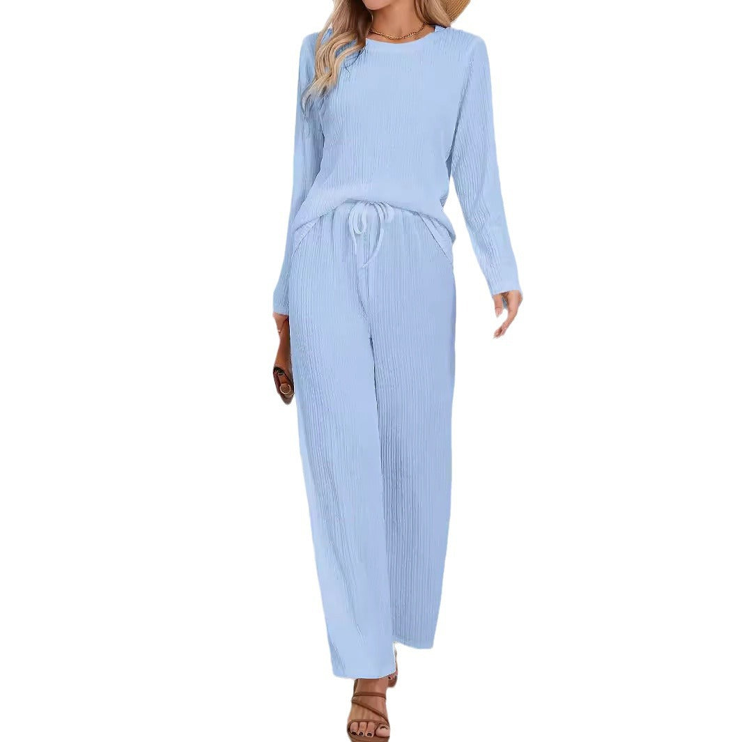 Ensemble décontracté confortable pour femmes avec texture côtelée et taille élastique Chic & Stil