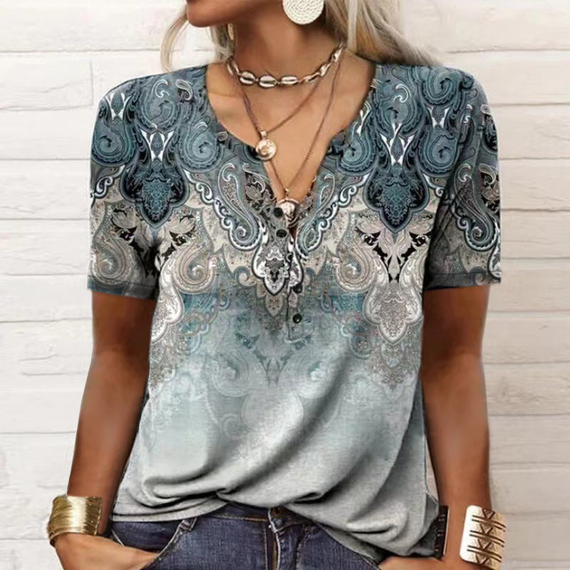 Women Printed Art Short Sleeve Top Lune London