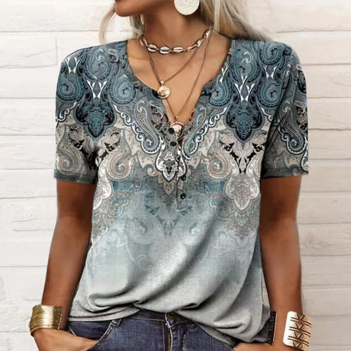 Women Printed Art Short Sleeve Top Lune London
