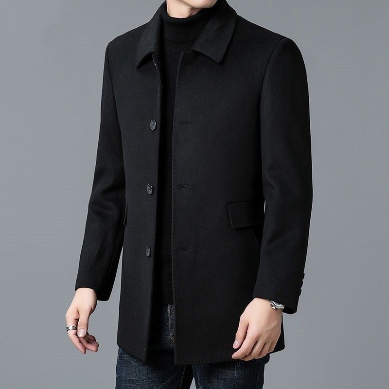 Elegant wool coat for men with textured fabric and classic cut Lune London