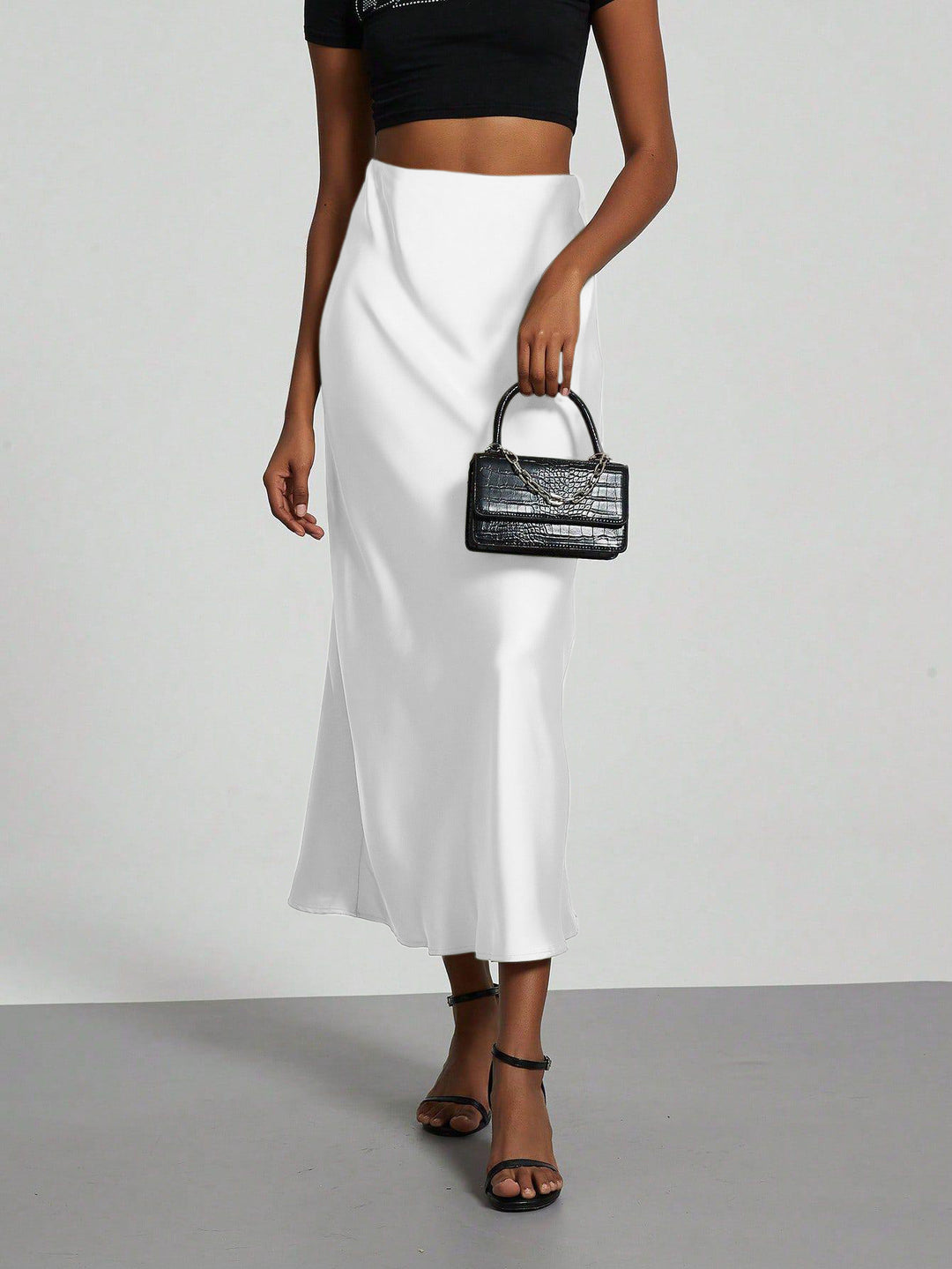 Women Elegant and flowing Satin Maxi Skirts Lune London