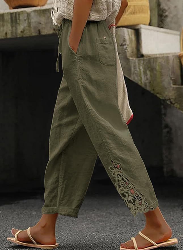 Leisure pants for women with elaborate embroidery Lune London