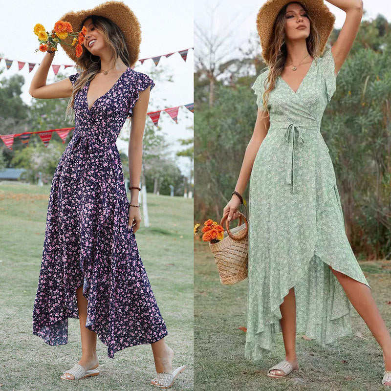 Maxi wrap dress for women with flowing sleeves Lune London