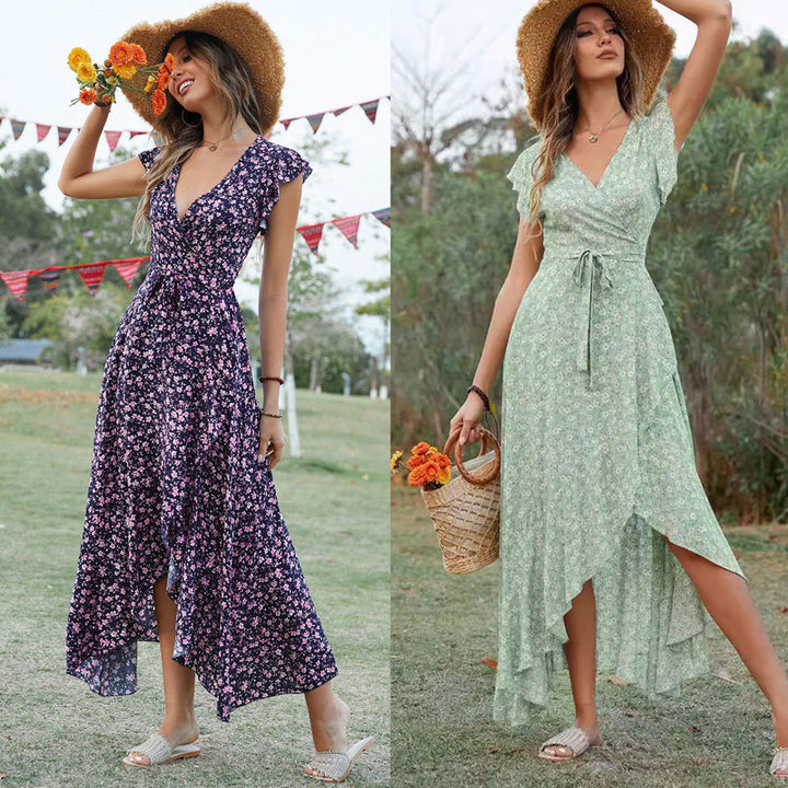 Maxi wrap dress for women with flowing sleeves Lune London