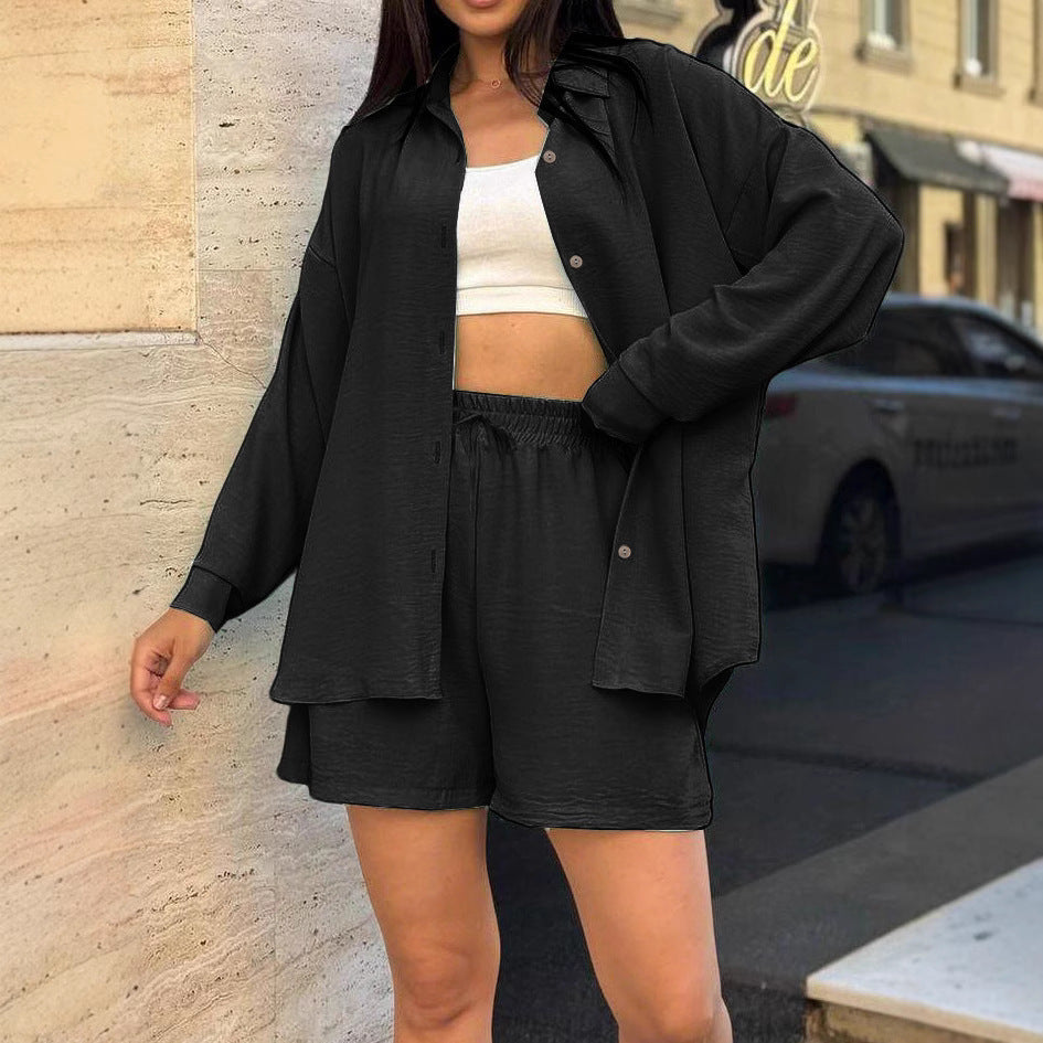 Casual overshirt set for women with elastic waist and loose shorts Lune London