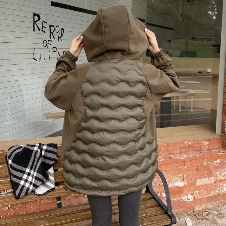Ladies Fashion Padded Hybrid Hooded Jacket with Practical Pockets Lune London