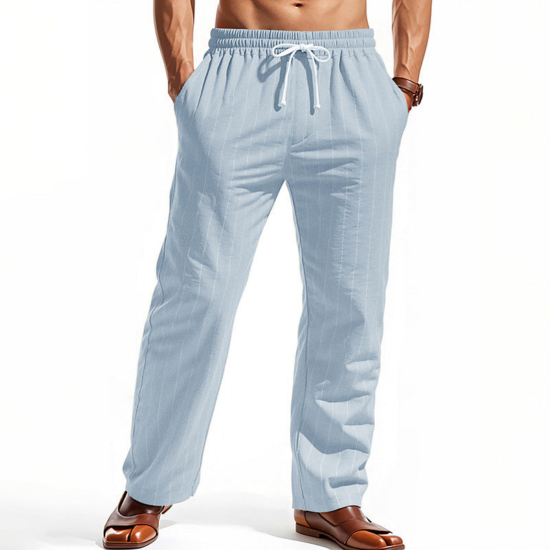 Men's Casual Leisure Pants with Elastic Waistband and Modern Stripes Lune London