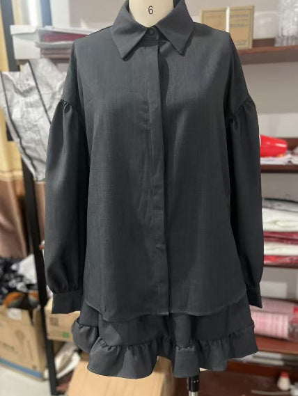 Striped blouses for women with voluminous sleeves and a gathered hem Lune London