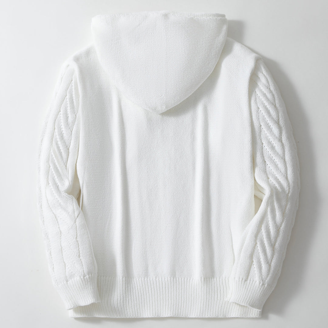 Men's knitted hoodie with textured braid pattern Lune London