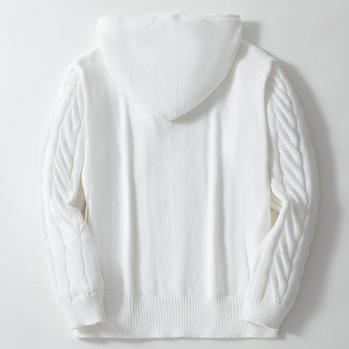 Men's knitted hoodie with textured braid pattern Lune London
