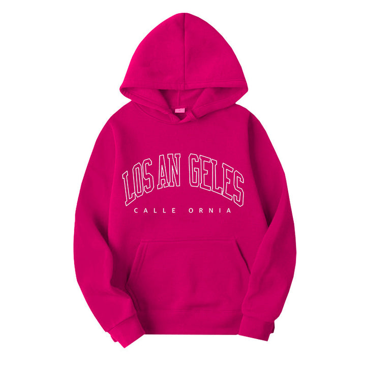 Women's hoodie with modern Los Angeles print and loose fit Lune London