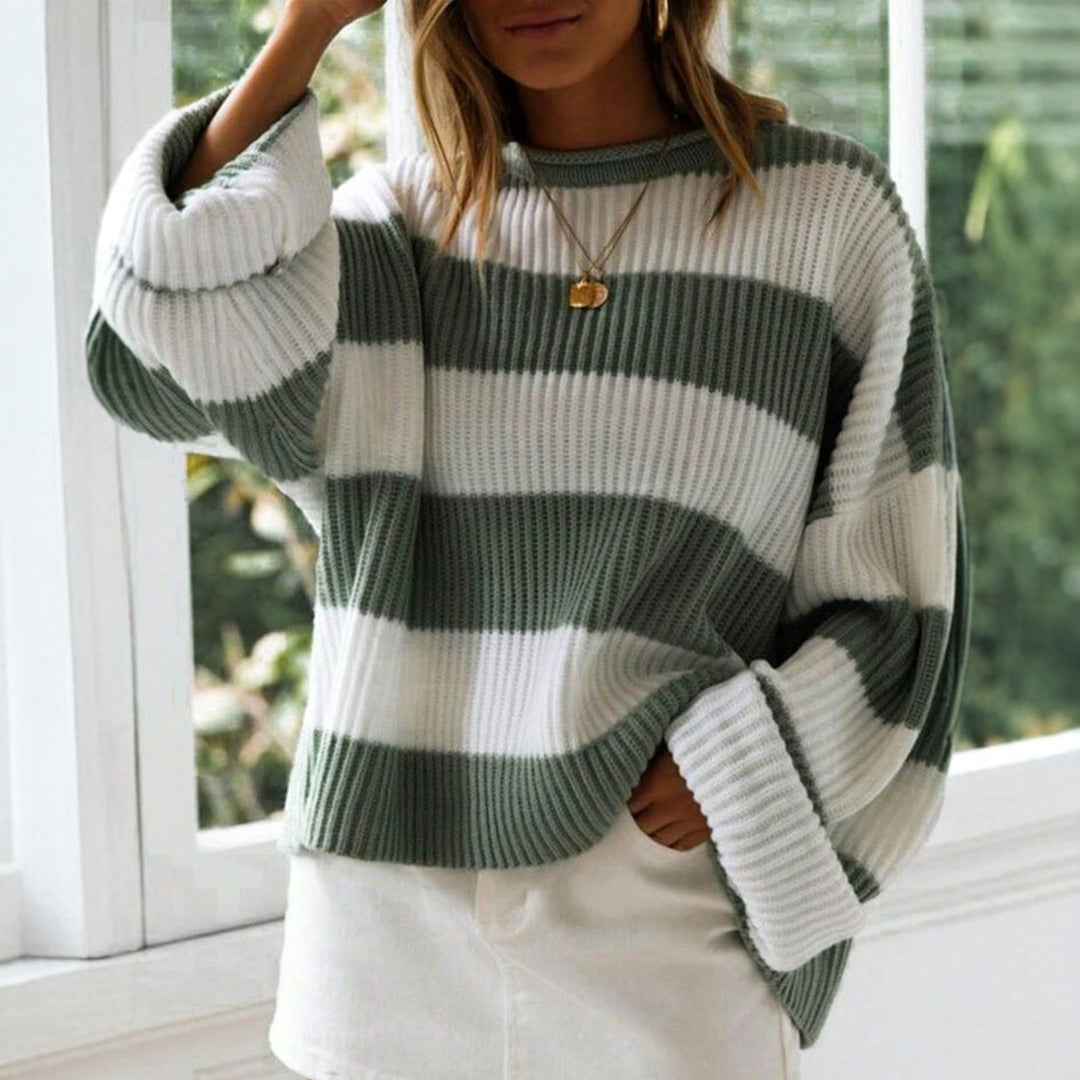 Casual sweater for women with striking striped pattern Lune London