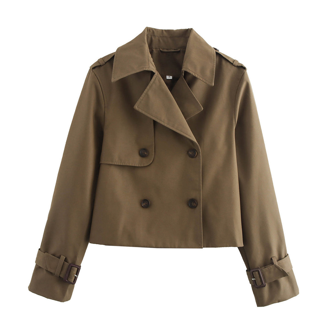 Elegant short jacket for women with double row of buttons and adjustable belt Lune London