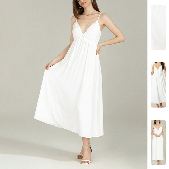 Robe maxi pour femme avec décolleté en V profond et jupe fluide Chic & Stil