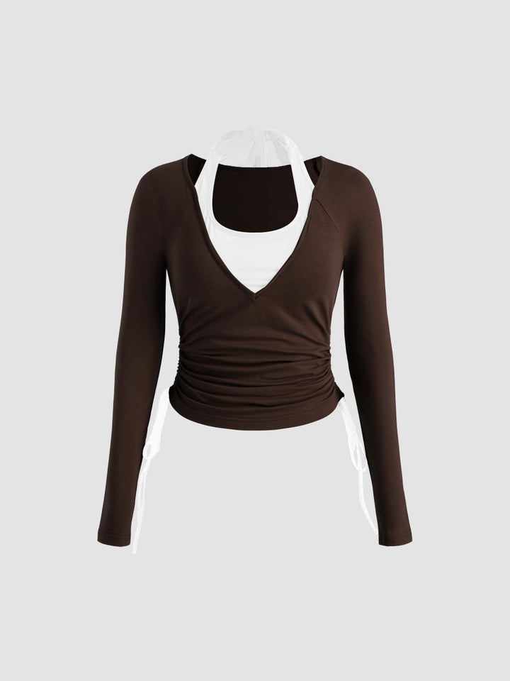 Chemisier à manches longues pour femmes avec double design et fronces Chic & Stil