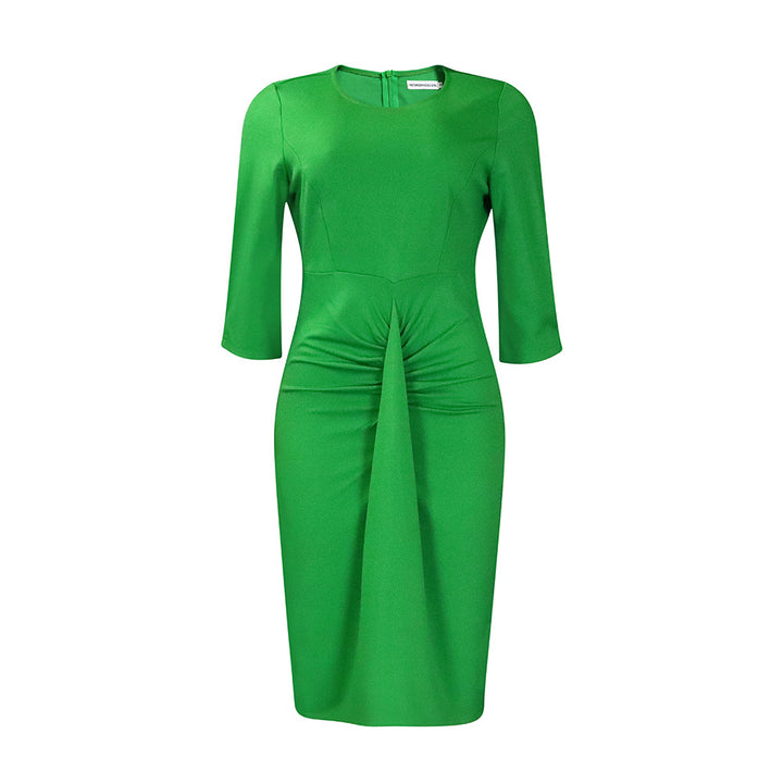 Fitted dress for women with pleats and 3/4 sleeves Lune London