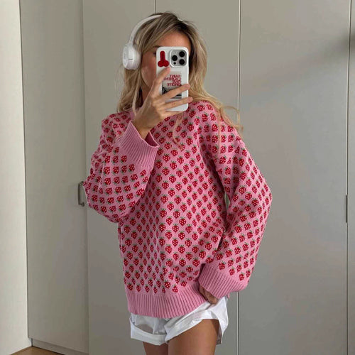 Pull oversized pour femmes avec motif floral Chic & Stil