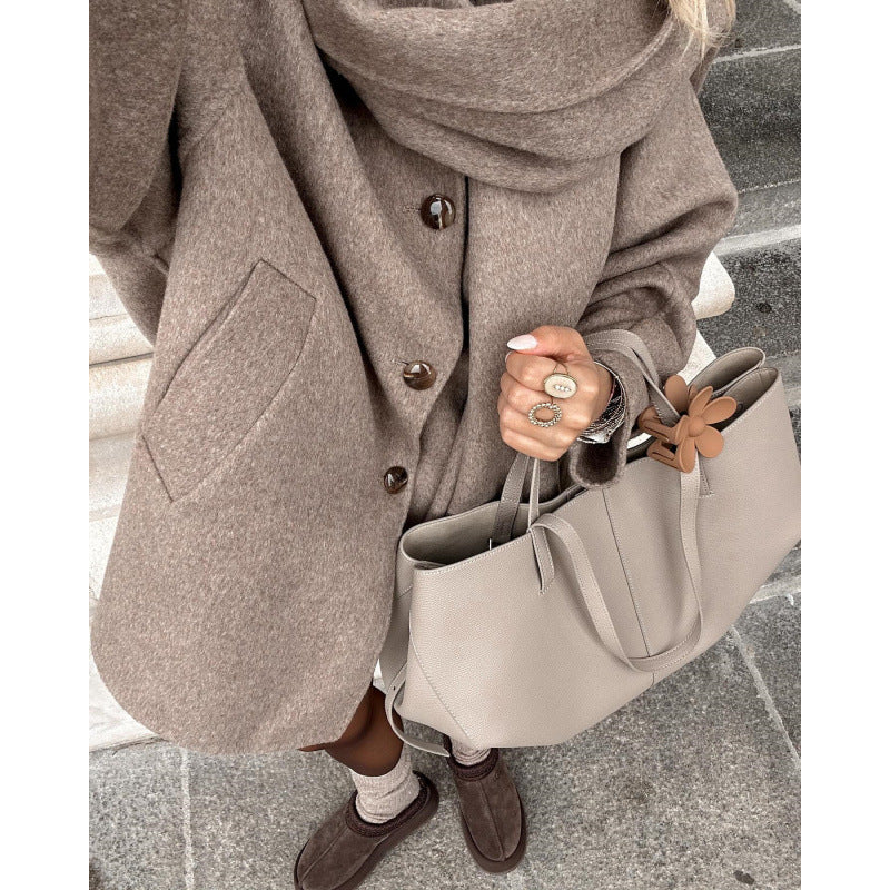 Oversized wool blend coat for women with shawl collar Lune London