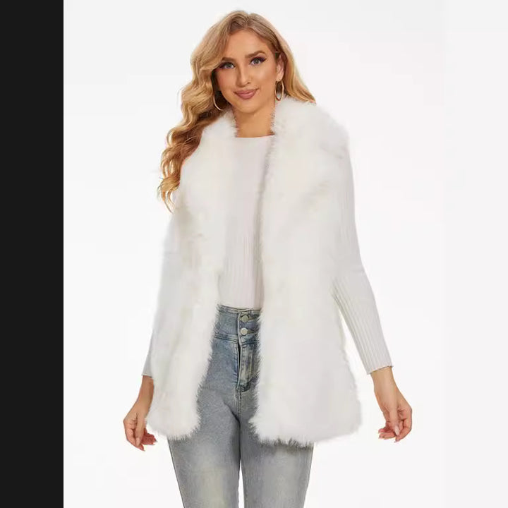 Ladies plush jacket with elegant collar and luxurious fur Heidi fashion